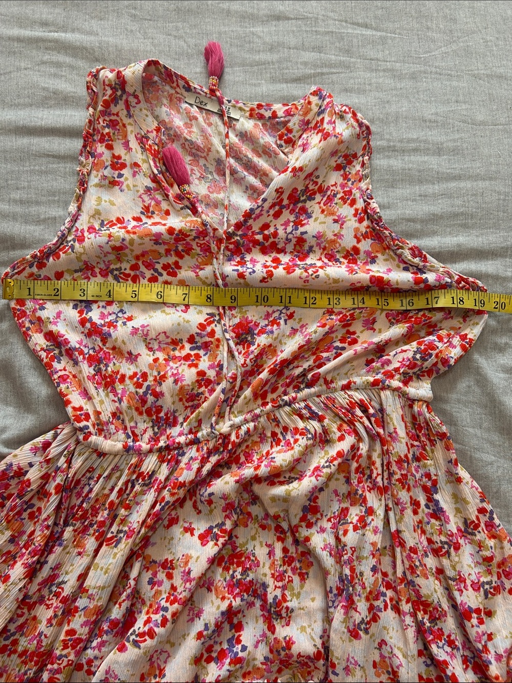 Dex Floral Mini Dress Size M Boho Cottagecore Summer Dress - Picture 7 of 9